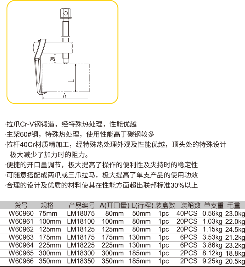 单钩式双爪三爪复合式拉马(图1)