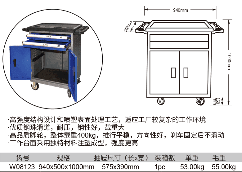 2抽屉维修工具车(图1)